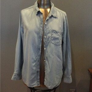 Lola River Blue Button Down Top